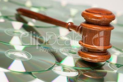 CD ROM or DVD Discs and Gavel