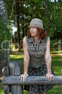 Woman with cap in nature