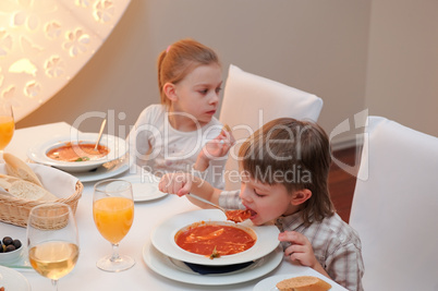 Delicious dinner in restaurant