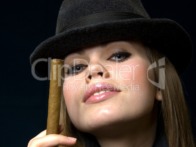 girl in black with a cigarette