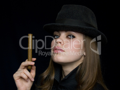 woman with a cigarette in a hand