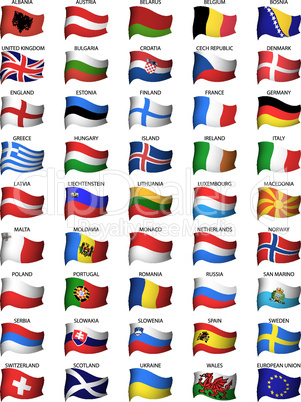 wavy european flags set