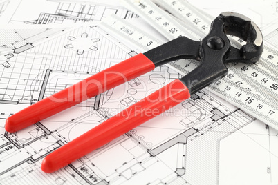 nail puller and architectural plan