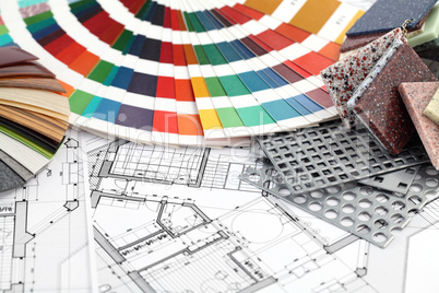 palette of colors & home plan