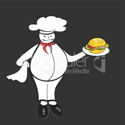 Chef with hamburger