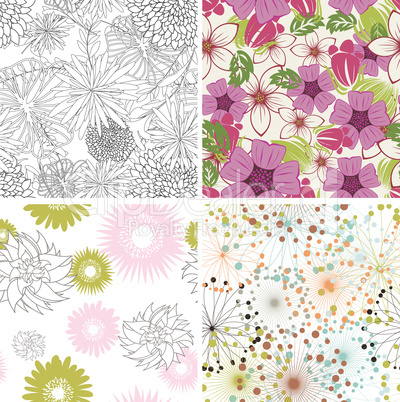 seamless floral backgrounds set