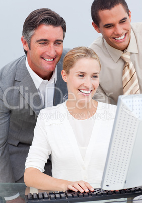 business team working at a computer