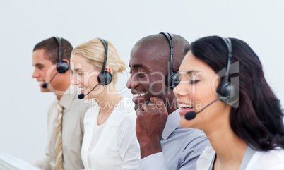 people working in a call center