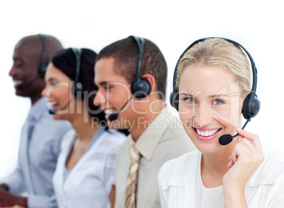 team working in a call center