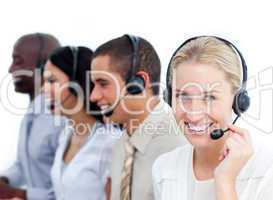 team working in a call center