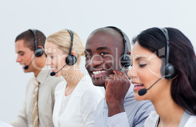 people working in a call center