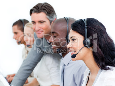 team working in a call center