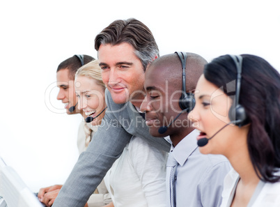 team working in a call center