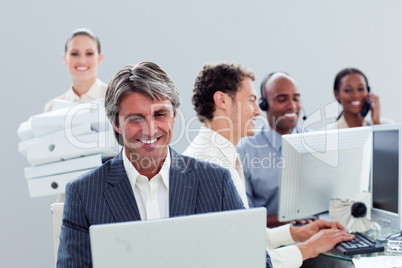Portrait of a smiling business team at work