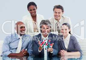 business team showing a molecule