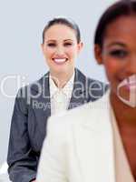 Portrait of two ambitious  businesswomen