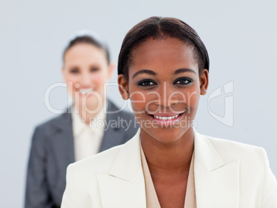 Portrait of two charming businesswomen