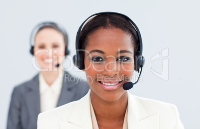 colleague with headset on