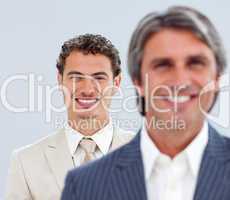 Portrait of two charming businessmen