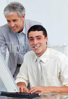 businessman helping his colleague