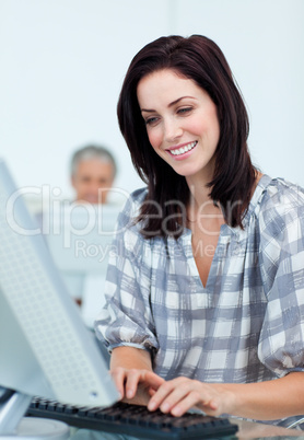 businesswoman working at a computer