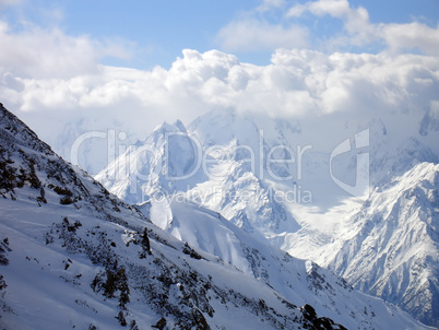 Mountains in clouds.