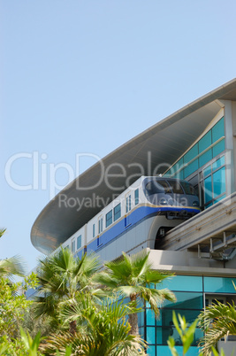 The Palm Jumeirah monorail station and train, Dubai, UAE