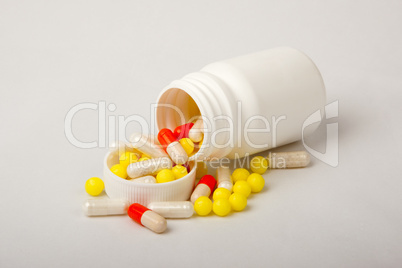 Falling multi-colored pills
