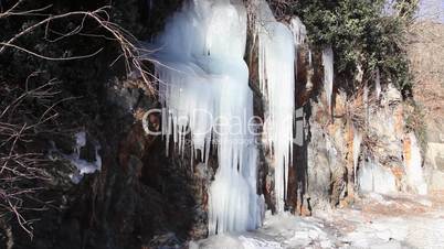 ice waterfall on mountain, sequence