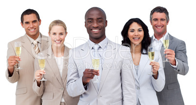 Portrait of multi-ethnic business team drinking champagne