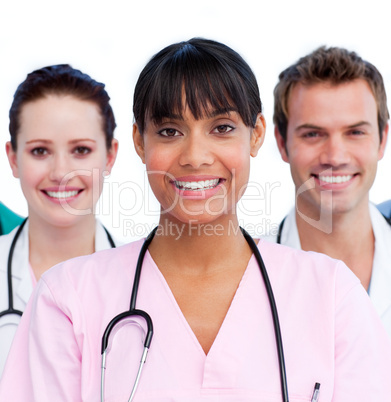 Portrait of a doctor and her medical team