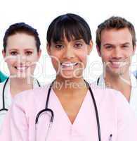 Portrait of a doctor and her medical team