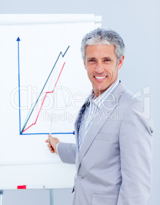 Joyful businessman giving a presentation