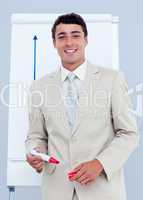 Charming businessman giving a presentation