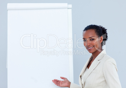 Positive businesswoman giving a presentation