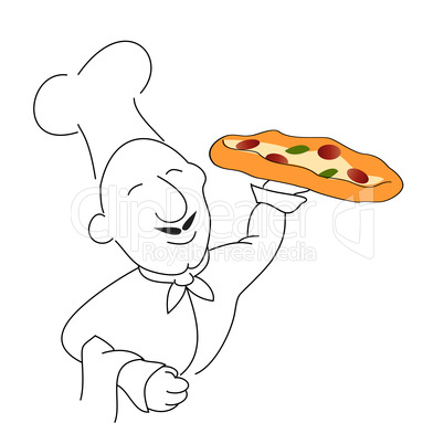 Italiener mit Pizza
