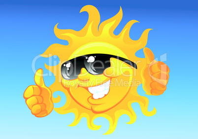 cartoon sun in sunglasses