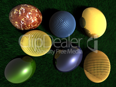 Easter Eggs - Grass - Background - 3D