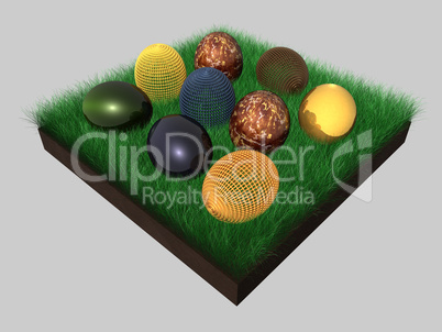 Easter Eggs - Grass - isolated - 3D