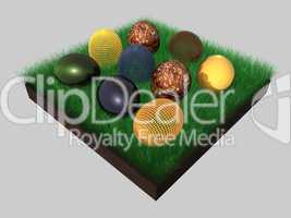 Easter Eggs - Grass - isolated - 3D