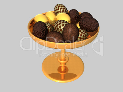 Bowl - chocolate eggs - isolated