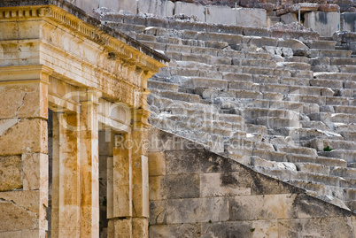 Closeup view of the Greek ancient theatre