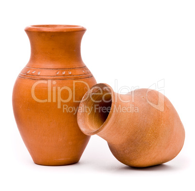 Jugs on white background