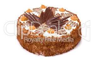 Chocolate pie on a white background