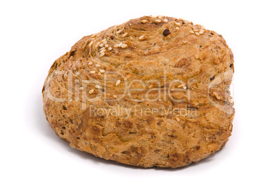 Single fresh bun on a white background