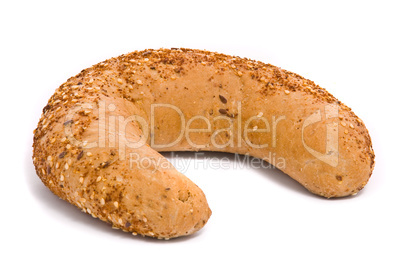 Single fresh bun on a white background