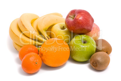 Colorful fruits on a white background