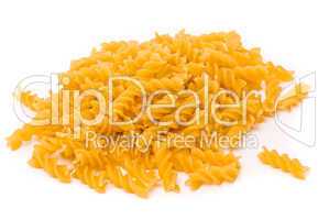 Raw italian pasta isolated on a studio white background