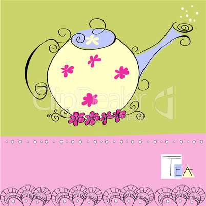 Decorative card with teapot