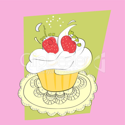 Cupcake with strawberry